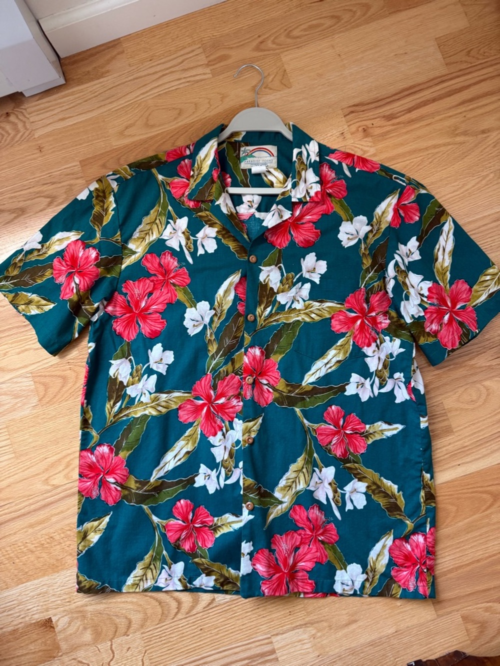 Paradise Found LL Bean Hawaiian Shirt Mens L Made in Hawaii 100% Cotton Aloha